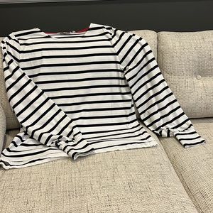 Boden Navy and White Striped Balloon Breton Top Size 14